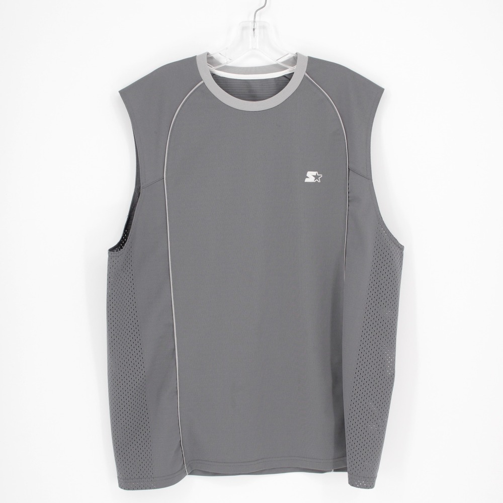 Starter Men's Gray Sleeveless‎ Mesh Panel Athletic Muscle Tank Top Size L